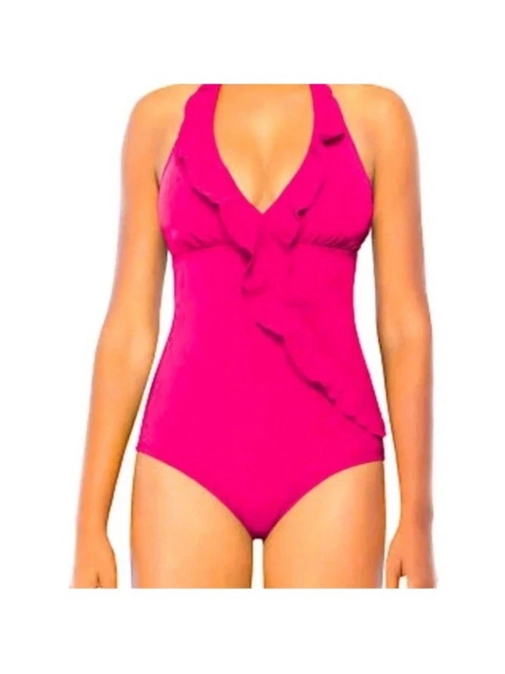 NWT SPANX ASSETS By Sara Blakely Swimsuit XL Pink One Piece Ruffled Halter